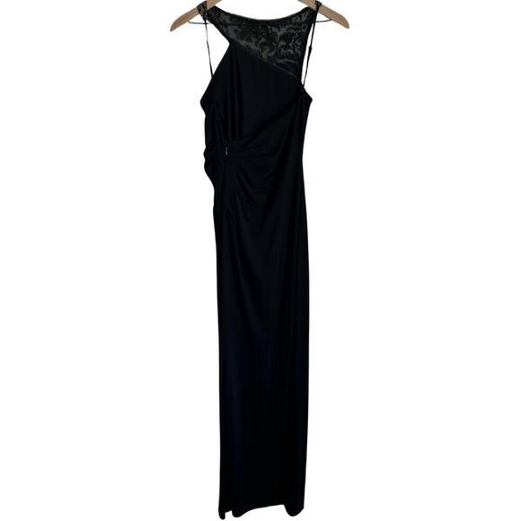 BCBG Asymmetrical Long Dress Black with Gold Sequin Detail Small - Picture 6 of 11